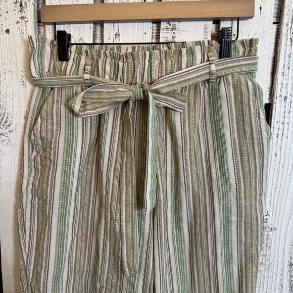 Harper By‎ Block Boho Pants Paperbag Waist Jr Size XL Stripe Earthy Belt Pockets - Picture 6 of 11